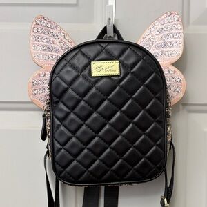 Black Quilted Mini Bag with Pink Accents